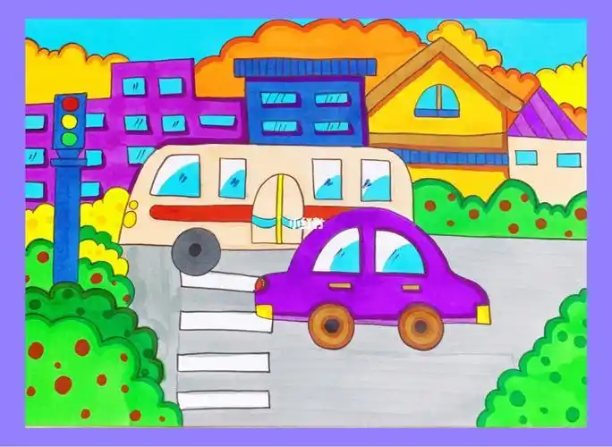 幼儿园漂亮的街道简笔画