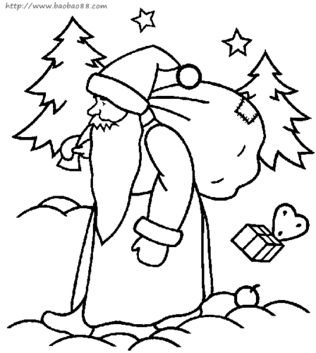 圣诞老人涂色图97p节日简笔画涂色图片 - 宝宝吧