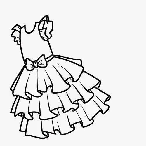 简笔素描美丽公主裙