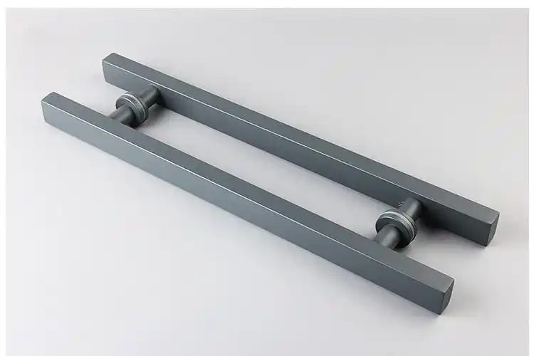 木门钛金乳白方管深灰玻璃门拉手哑光
