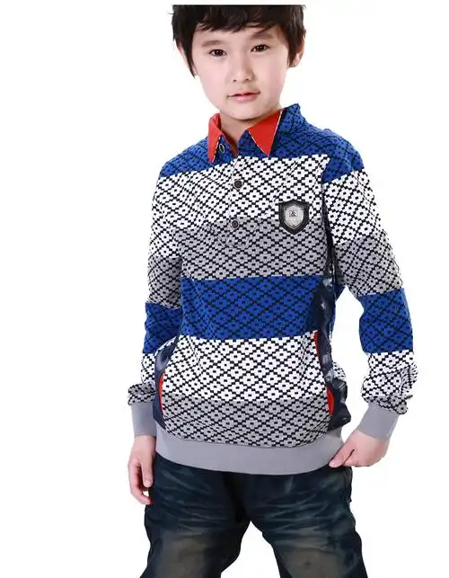 石头剪子布童装男童长袖t恤春秋季打底衫尖领polo保罗衫中小童少儿