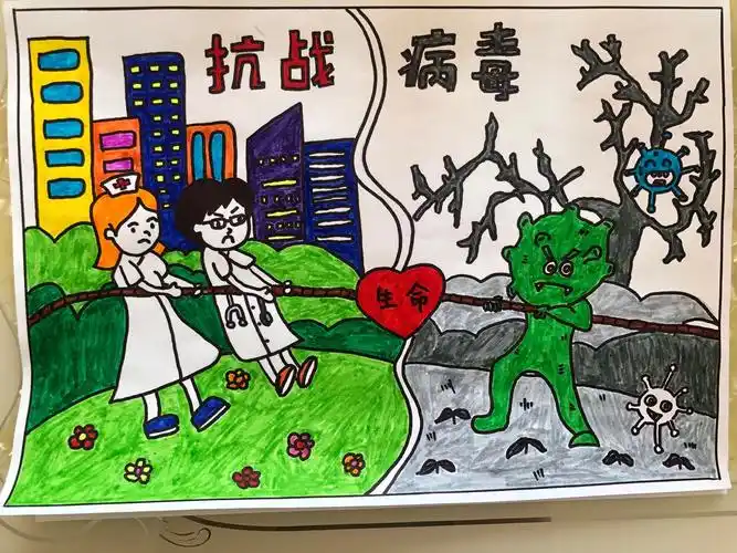 龚雪苗老师的绘画《抗击病毒》