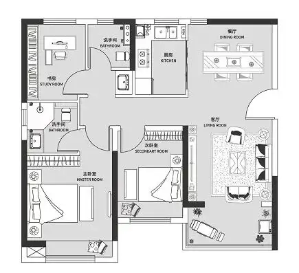 (100平户型示意图)