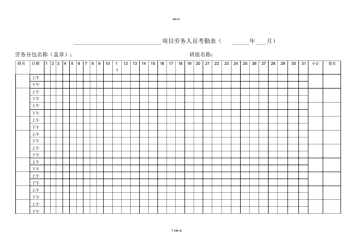 建筑工地民工考勤表docx3页