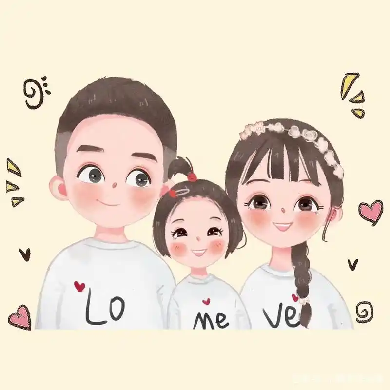 全家福年味头像,一家三口,四口动漫头像,简单又好看