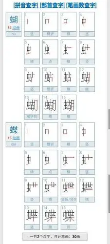 蝴蝶 两个字共有几画