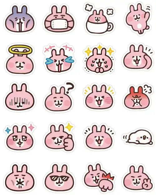 可爱粉红兔子贴纸 卡通保温杯贴画手机壳行李箱卡娜赫拉手帐贴纸