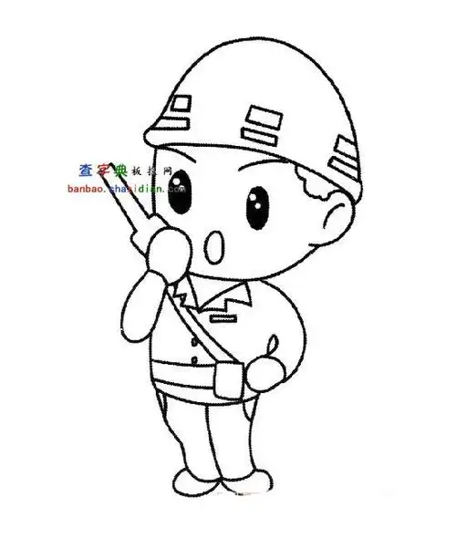 警察维持秩序简笔画