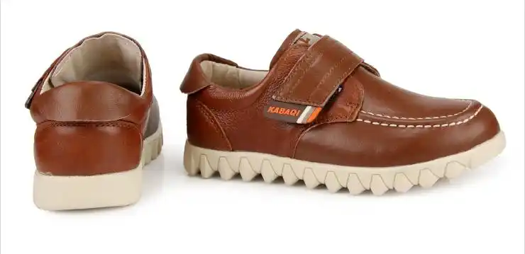 卡巴奇 春秋新款头层皮男女童学生皮鞋