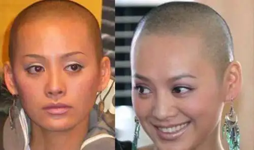 宁静光头造型,颅顶高就是任性