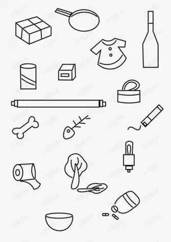 各种垃圾的简笔画废弃物