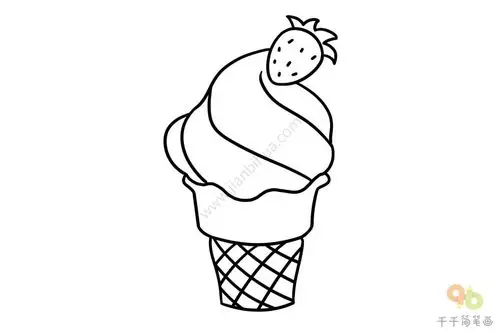 草莓冰激凌简笔画教程_冰淇淋简笔画