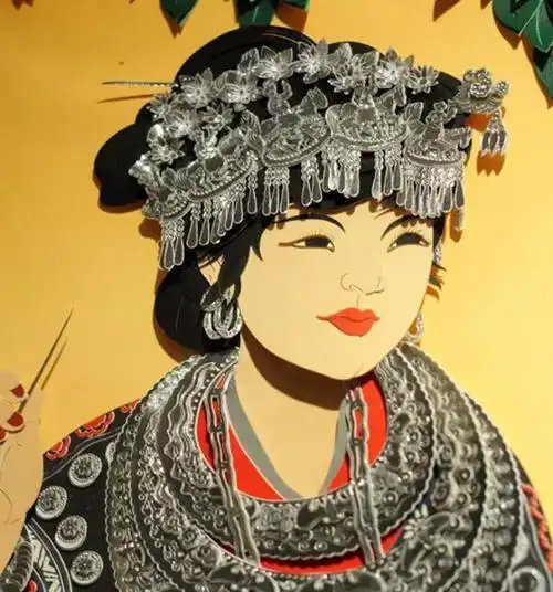 新锐马丽娅与我的剪纸情缘  向亮晶剪纸苗族剪纸苗族姑娘肖像剪纸剪纸