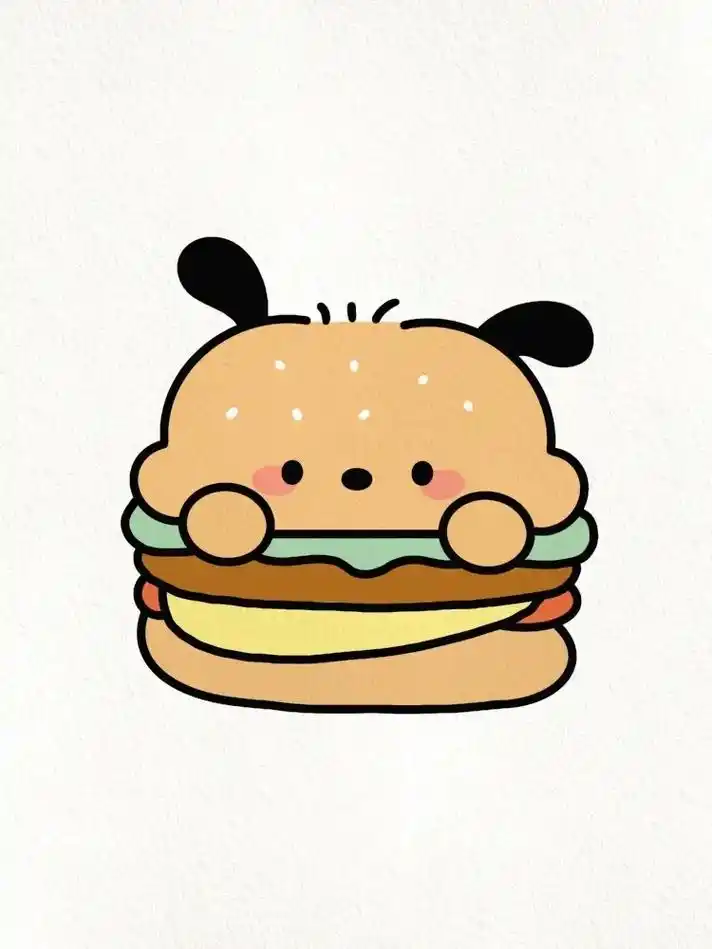 汉堡小狗简笔画教程.#简笔画 #一学就会系列 #简笔画教程  - 抖音