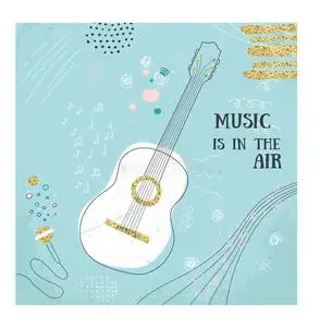 抽象音乐吉他手绘卡. 涂鸦矢量插图. 图形海报,封面素描风格.