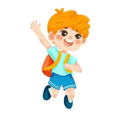 秋季开学季 开心上学 书包跳跃 开心 温馨开学季人物