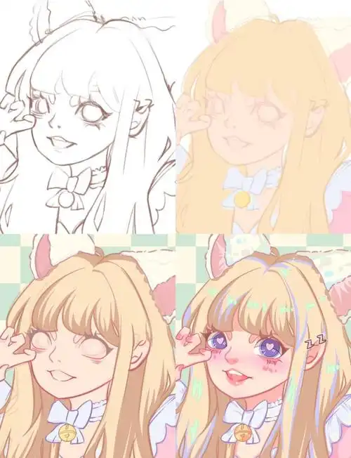 ipad绘画教程:猫耳朵女孩步骤详解