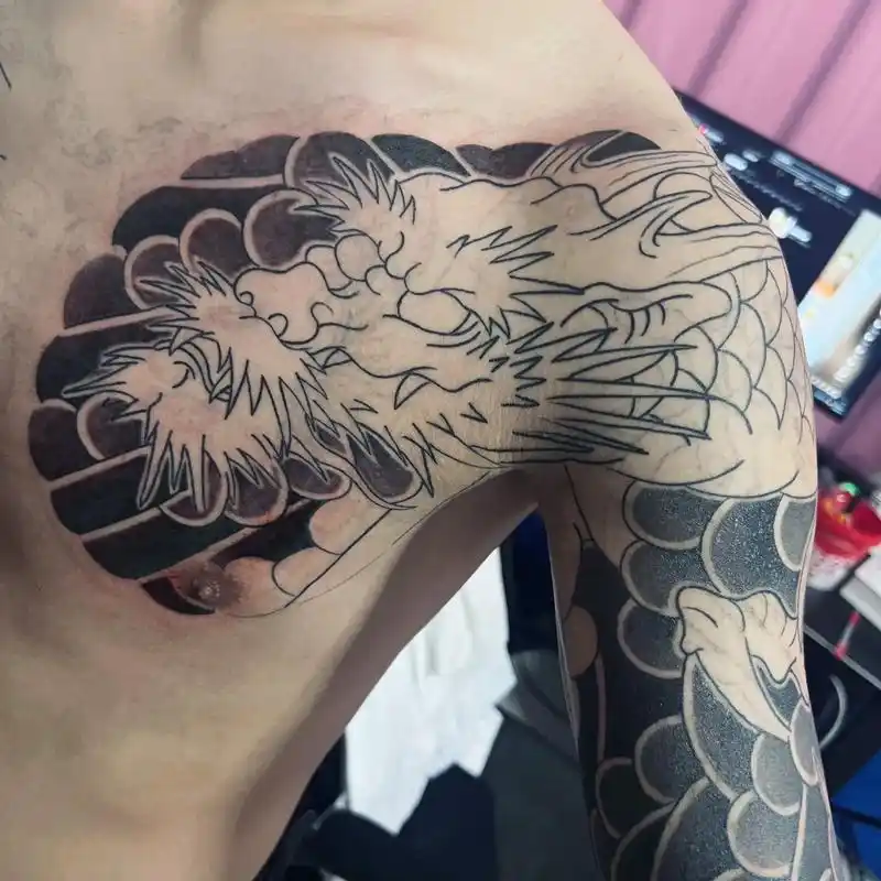 今日遮盖🤓双半甲龙!#tattoo #日式老传 #纹身 - 抖音