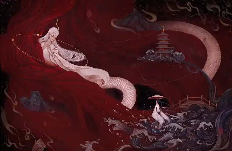 白蛇原创古风插画