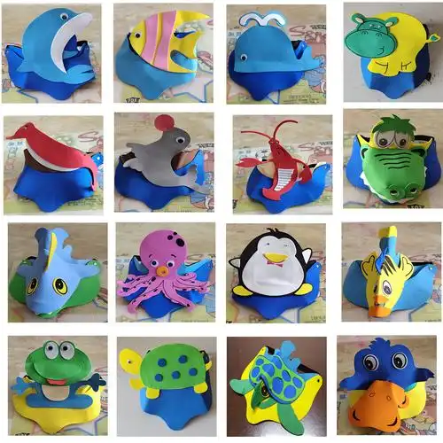 eva海洋动物头饰海豚/乌龟/鳄鱼/螃蟹头套幼儿园表演道具帽子立体