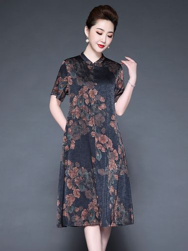 杭州香云纱重磅真丝连衣裙长款显瘦高档丝绸大码宽松桑蚕丝妈妈装