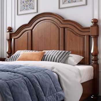 美式乡村全实木床高箱储物双人大床复古小美风格主卧1.