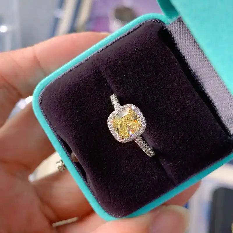 tiffany蒂芙尼 [比心]近克拉黄钻戒指 蒂芙尼96分钻戒 fancy intense