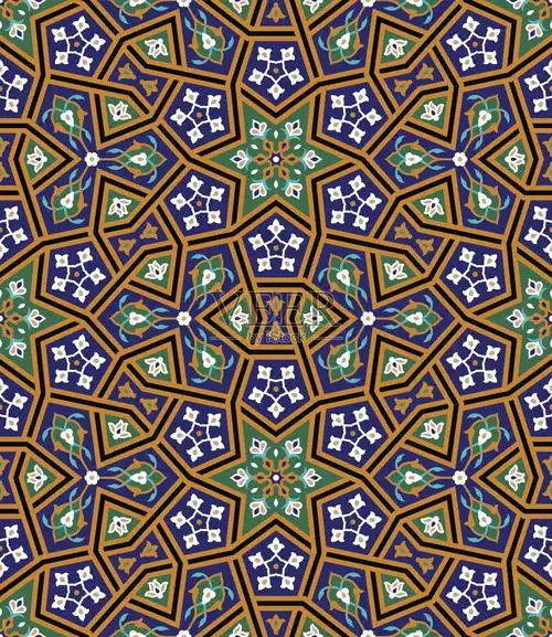 阿拉伯花无缝图案传统的阿拉伯伊斯兰背景插画图片素材