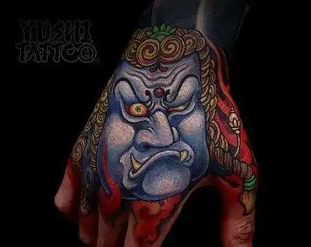 新传统手背不动明王纹身图案