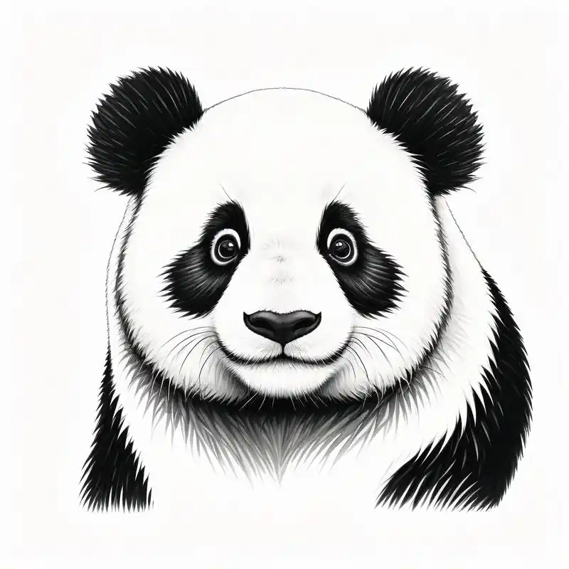 黑白素描熊猫头像94可爱又呆萌93