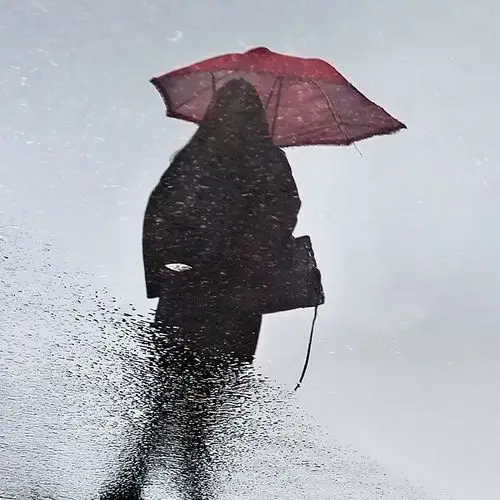 雨中打伞的少女,手机拍