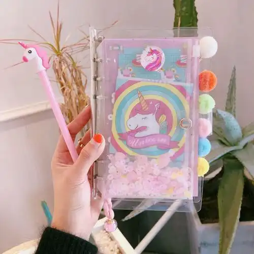 ins少女心手账本 粉色独角兽活页手帐本空白方格旅行记事笔记本子