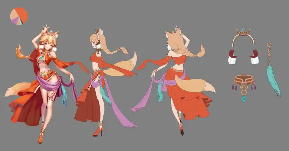 q版立绘人物三视图