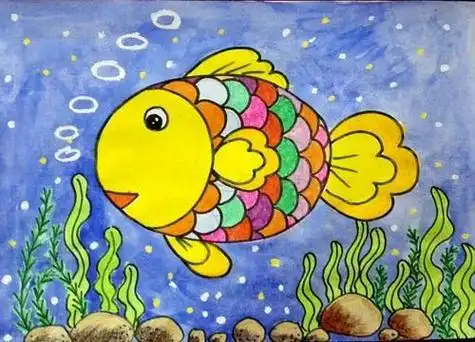 无拘无束的 strong>七彩鱼 /strong>蜡笔画图片大全7