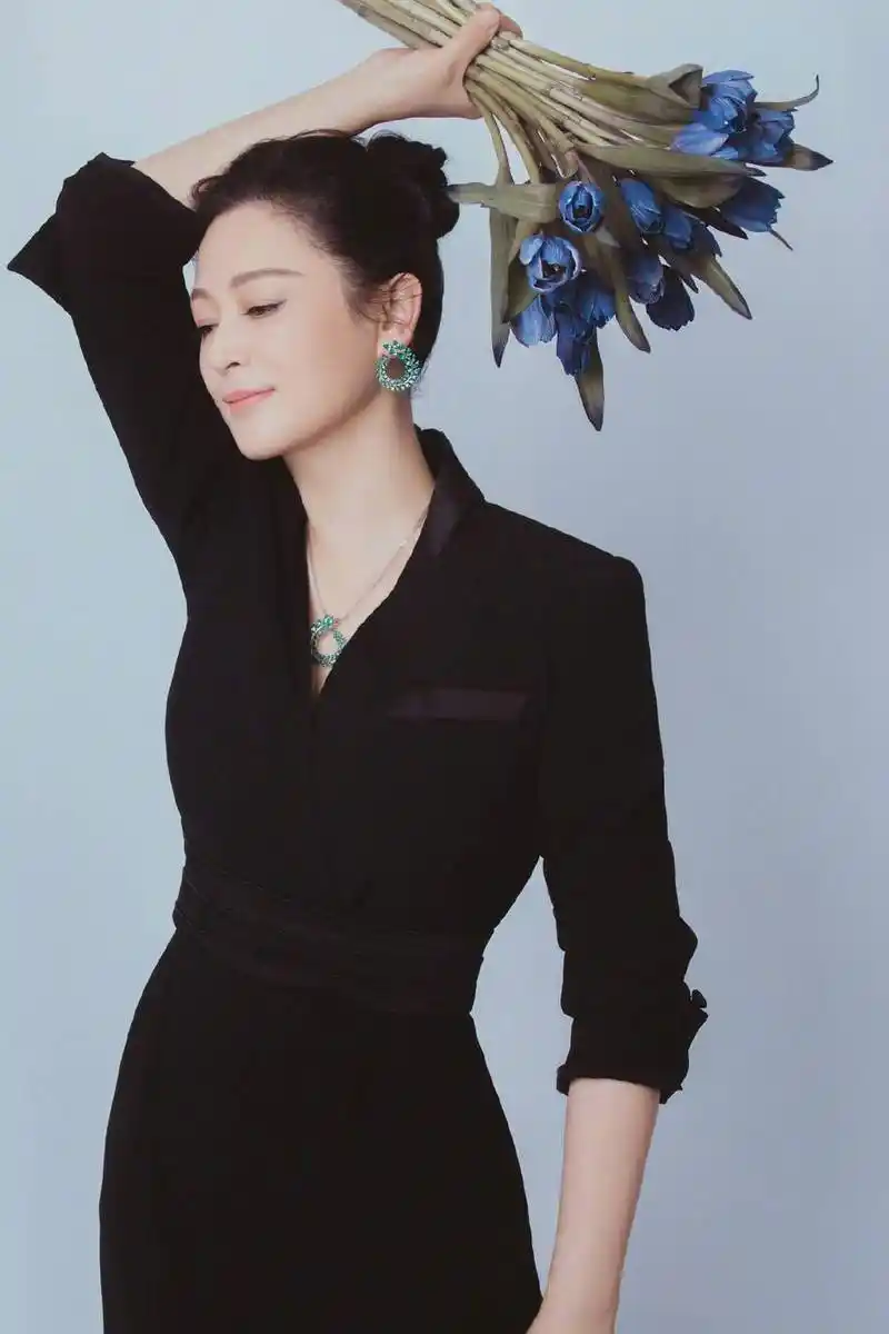 陈红开幕红毯造型图曝光 黑色深v西装套装干练优雅