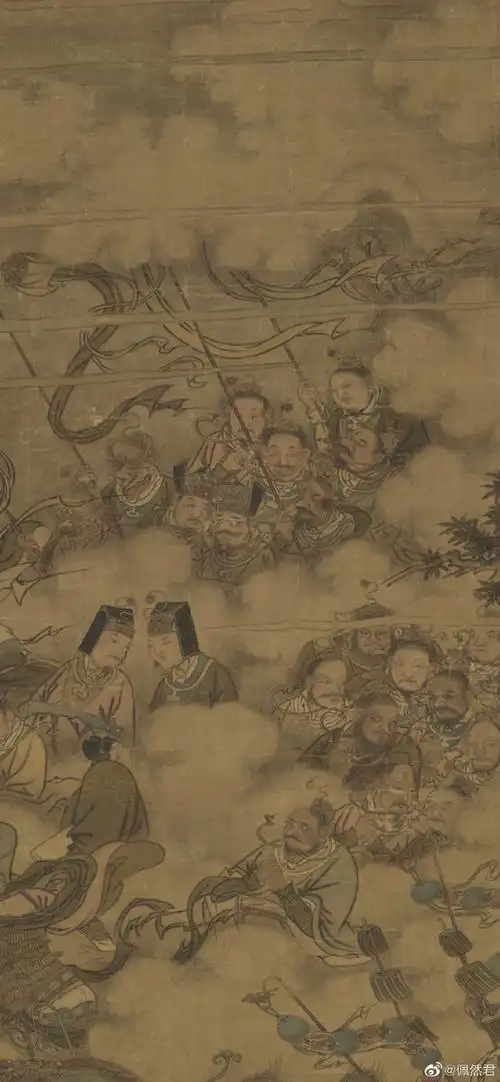 书法绘画 | 宋马麟三官出巡图,174.2x122.9厘米, 台北故宫博物院藏.