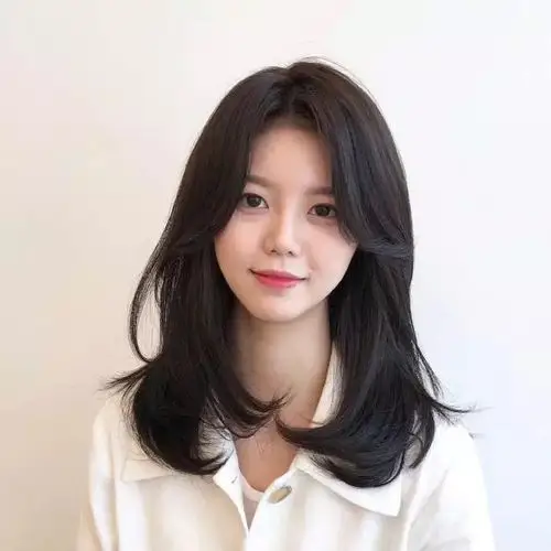 网红八字刘海中长发微卷,中长发图片-第2图,发型图片