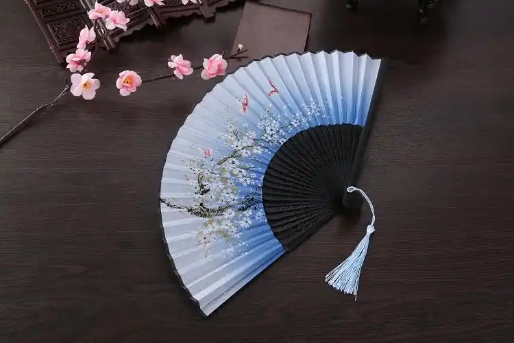 扇子折扇古风女日式随身樱花扇旗袍表演道具古典丝质折叠舞蹈扇子