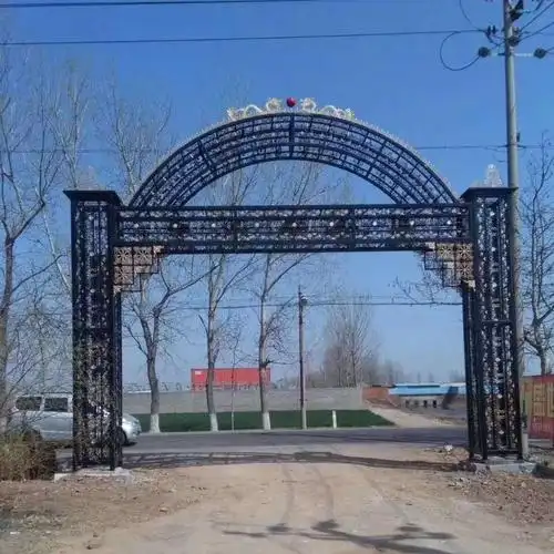 浙江台州销售铁艺牌坊建筑装饰围栏镀锌钢管栏杆铸铁牌坊