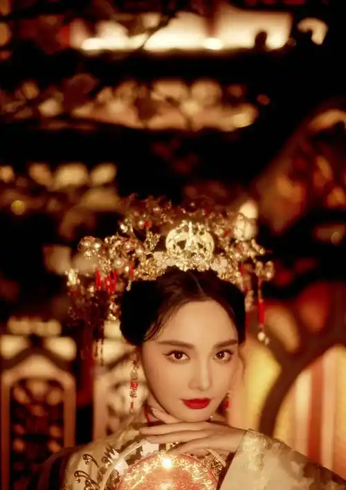 彭小苒一身古装美艳靓丽红唇吸睛如画中仙女