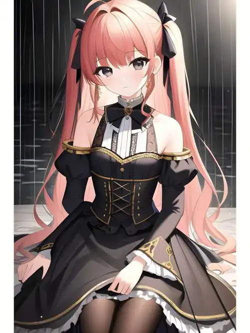 雨天的暗黑萝莉长裙动漫二次元绘画人物