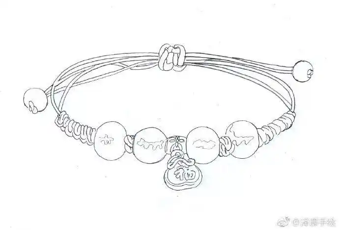 【作品】彩铅手绘——红色手链