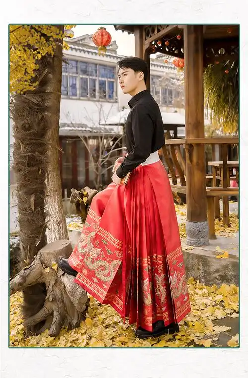 裙同款布许汉服龙纹马面裙男女仿妆花马面大摆明制蓝色绿色袄裙春季