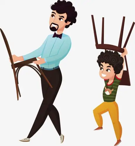 搬着凳子的商务男子
