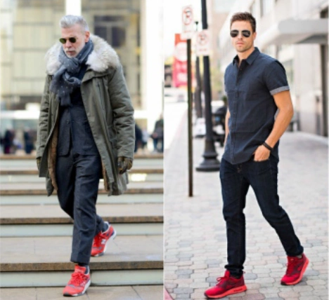 如何搭配一双红色运动鞋