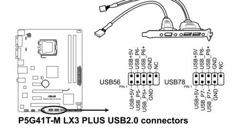 主板usb接线图华硕p5g41t