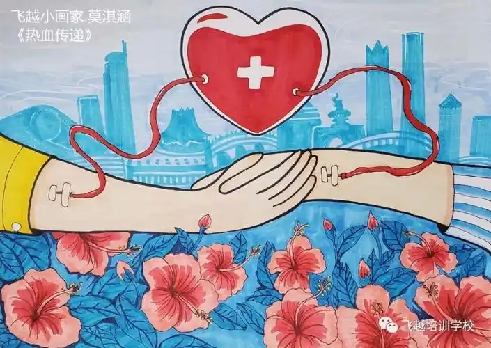 无偿献血主题儿童绘画作品