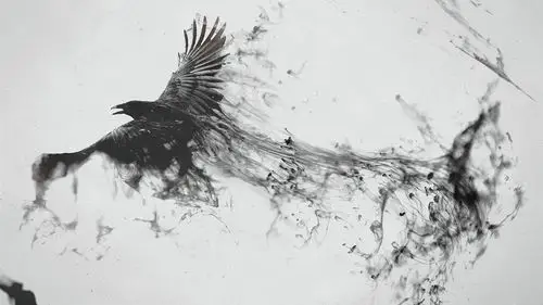 黑乌鸦飞行,鸟,翅膀,烟,创意图片 壁纸 - 1366x768