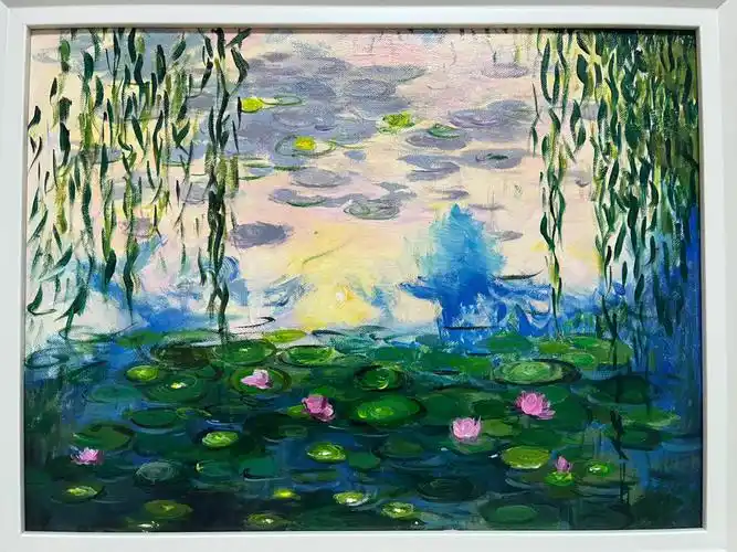 莫奈油画睡莲临摹