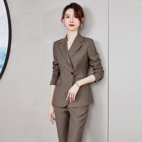 西装套装女2023新款春秋修身女士正装套装时尚气质前台工衣工作服